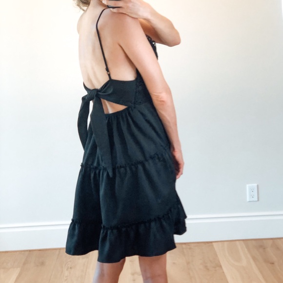 TULUM Black Ruffle Tie Back Sundress - Picture 2 of 5